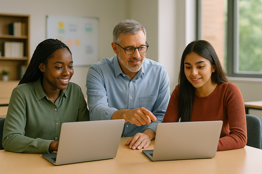 Mentor helping students